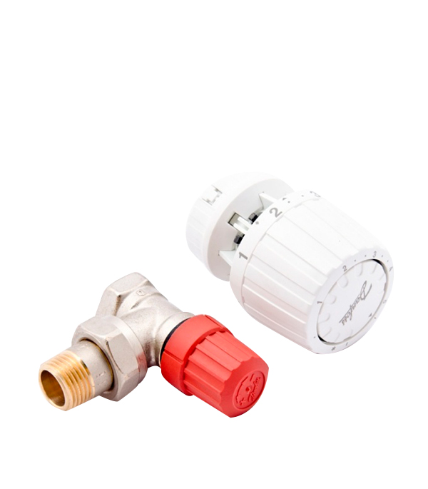 Клапан (вентиль) термостатический угловой Danfoss (013G2235) 3/4 НР(ш) х 3/4 ВР(г) для двухтрубных систем с термоголовкой комплект