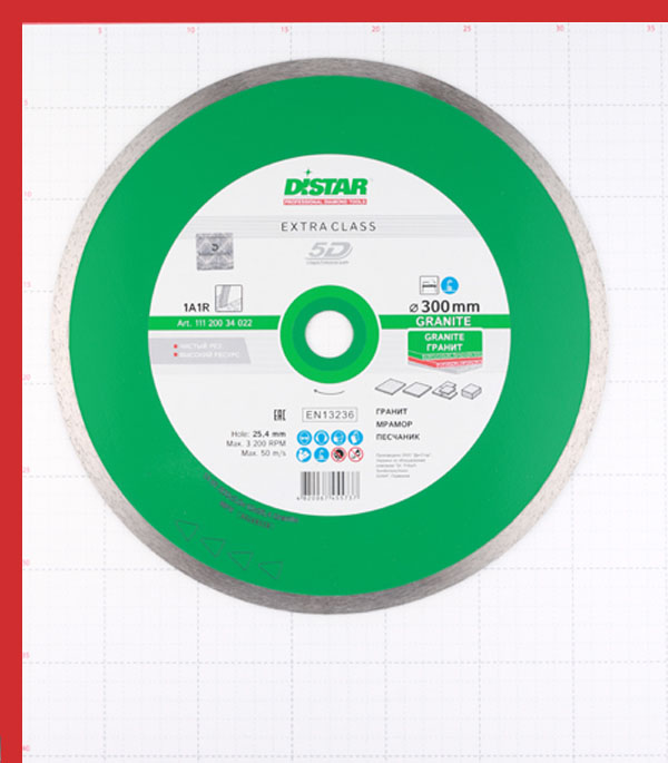 фото Диск алмазный по керамограниту distar 5d (11120034022) 300x25,4x2 мм сплошной мокрый рез