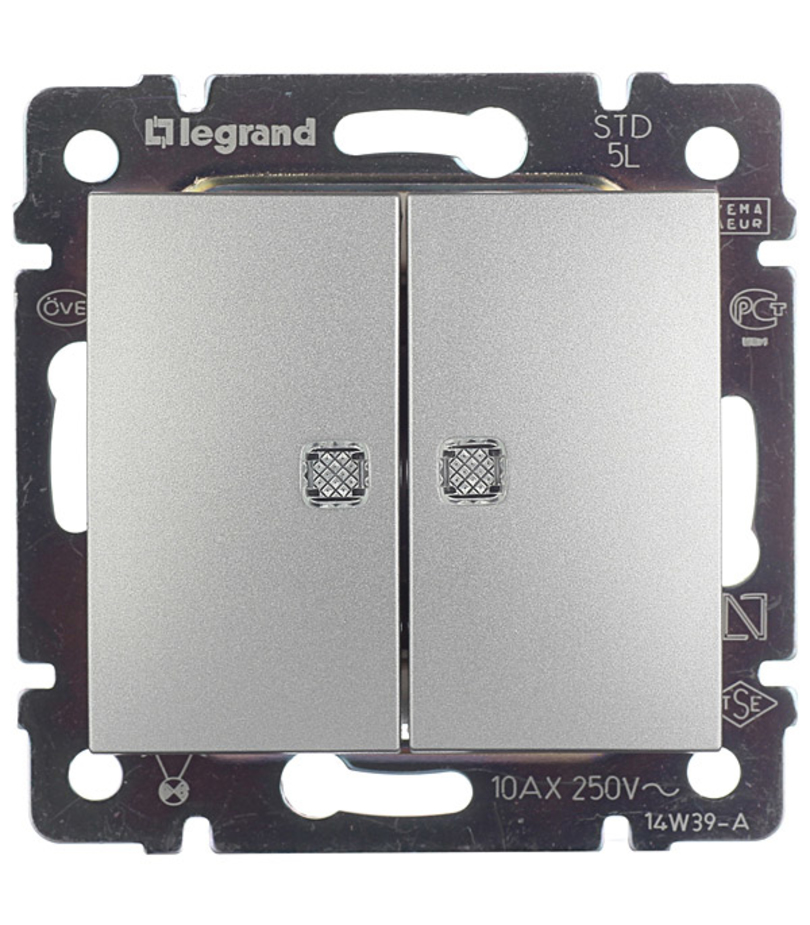 Выключатель Legrand Valena 694344 двухклавишный скрытая установка ...