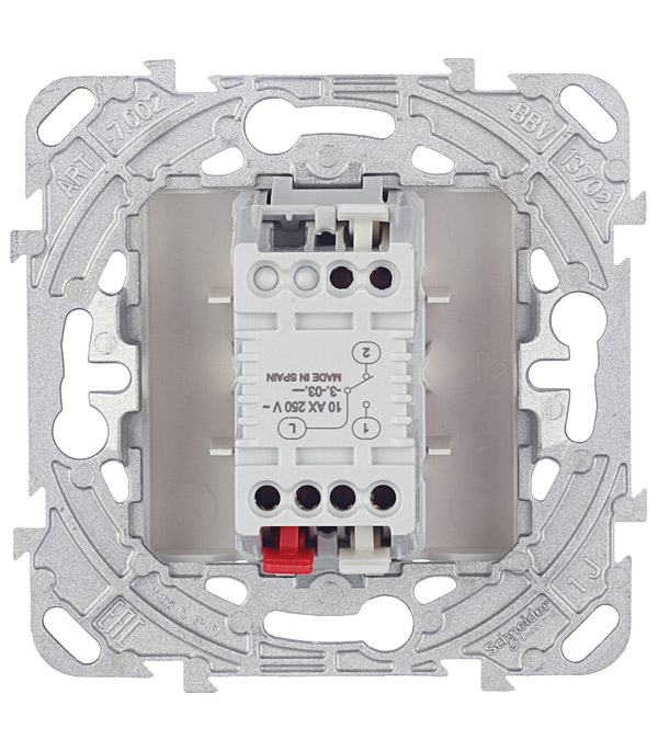 фото Переключатель schneider electric unica mgu5.203.25zd одноклавишный на 2 направления скрытая установка бежевый