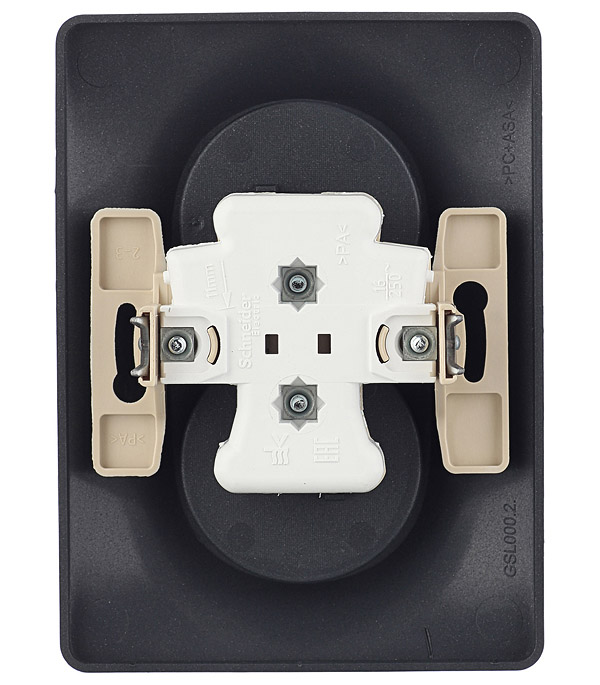 

Розетка с рамкой Schneider Electric Glossa GSL000720 двойная скрытая установка антрацит без заземления