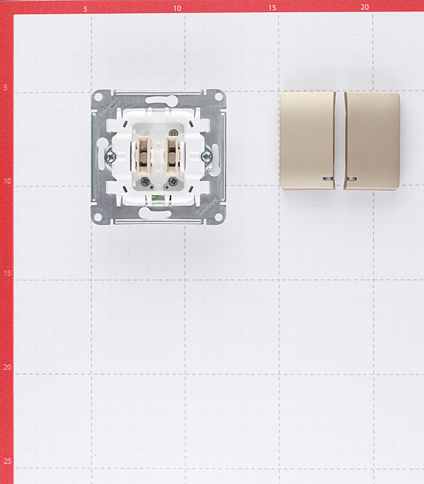 фото Выключатель schneider electric glossa gsl000453 двухклавишный скрытая установка титан с подсветкой