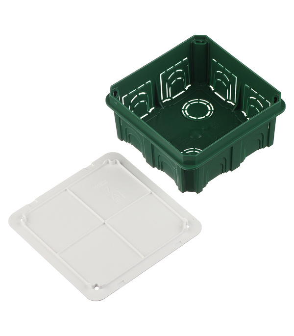 фото Коробка распределительная schneider electric для бетона 100х100х49 мм 28 вводов зеленая ip30 с крышкой