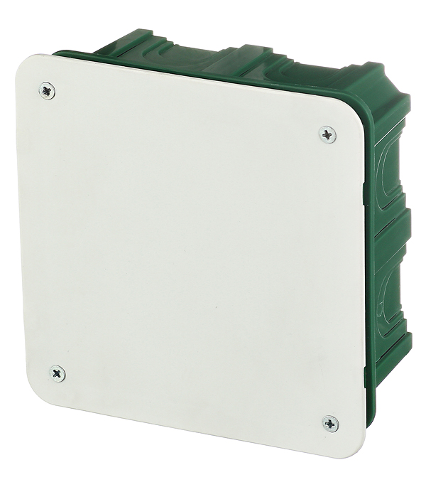 фото Коробка распределительная schneider electric для скрытой установки в бетон 112х112х51 мм 28 вводов зеленая ip30 с крышкой